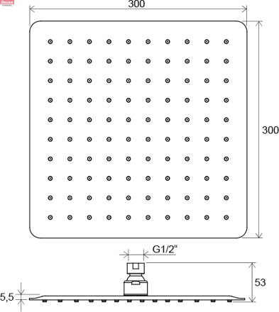  982.00CR Hlavová sprcha, 300x300 mm, chrom; 1,99 kg