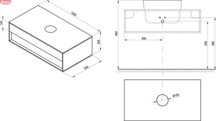 SD Step 100 skříňka pod umyvadlo bílá/ořech; 35,7 kg 
