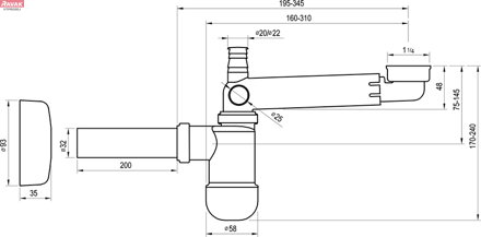 Umyvadlový sifon nábytkový - 0,3kg