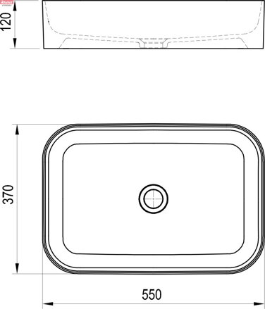 Umyvadlo Ceramic Slim R 55, bez otvoru pro baterii, bez přepadu, bílá, 10,4 kg Umyvadlo Ceramic Slim R 55, bez otvoru pro baterii, bez přepadu, bílá, 10,4 kg