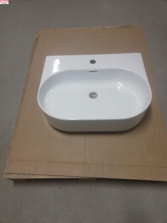 Umyvadlo Ceramic Slim Wall O 55, s otvorem pro baterii, s přepadem, bílá; 11,9 kg