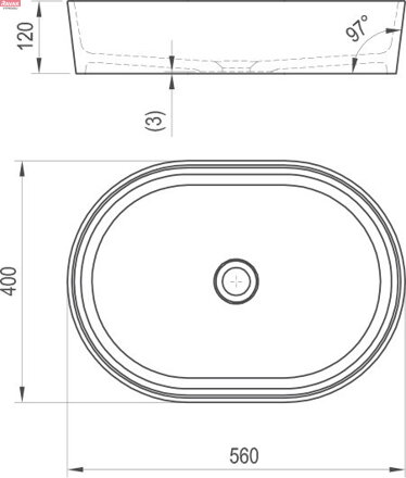 Umyvadlo Moon 2, bez otvoru pro baterii, bez přepadu; 9,8 kg
