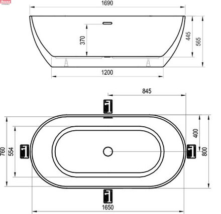 Vana Freedom O 169x80, volně stojící, bílá, 47 kgkrytka odtoku bílá, 