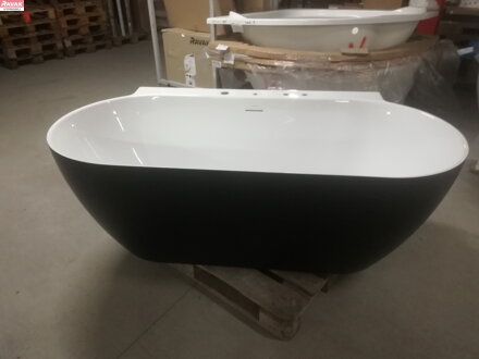  Vana Freedom Wall II Tec 170x87, volně stojící, černá/bílá, krytka odtoku černá, 48 kg