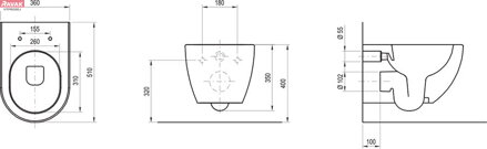  WC Uni Chrome RimOff, závěsný, černá, 26 kg
