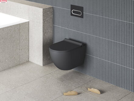  WC Uni Chrome RimOff, závěsný, černá, 26 kg