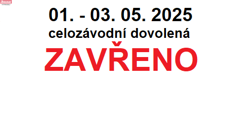 1. - 3. května zavřeno