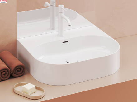  Umyvadlo Ceramic Slim Wall O 55, s otvorem pro baterii, s přepadem, bílá, 11,9 kg